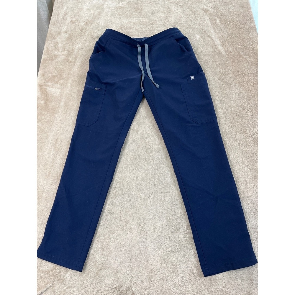FIGS High Waisted Yola Skinny Scrub Pants Women's XS/P Navy Blue Polyester EUC